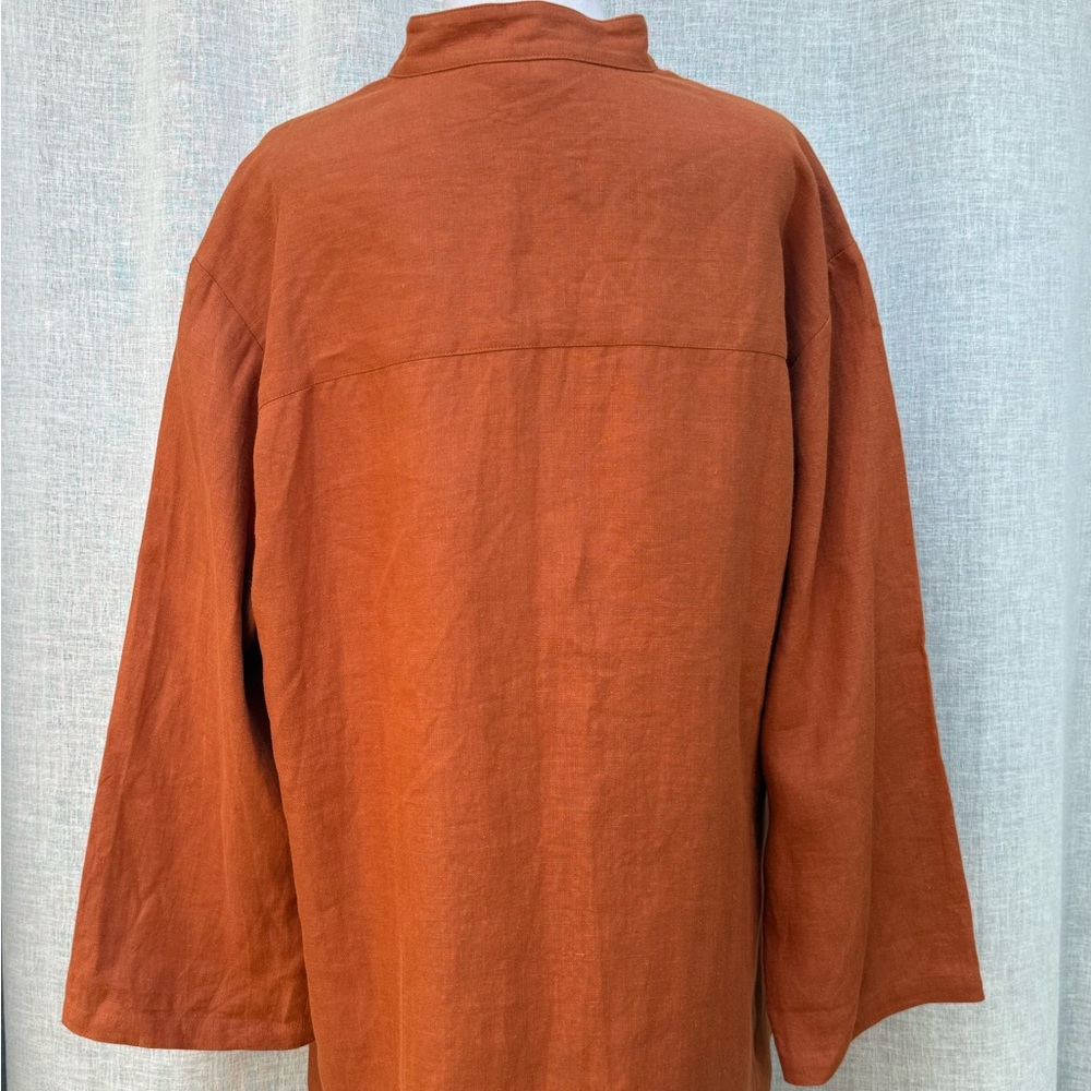 Jaeger Rust Colored Linen Shirt And Pants Set - Picture 5 of 15
